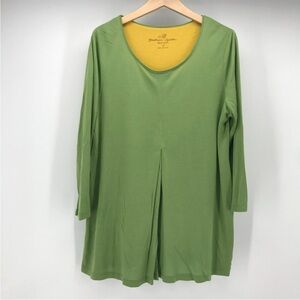 Gudrun Sjoden Silk Modal Green Tunic Long Sleeve Soft Lagenlook Loose, size M